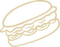 Iconic sandwich illustration representing De Ma Vie's dining experience and menu offerings for Saturday diner reservations.