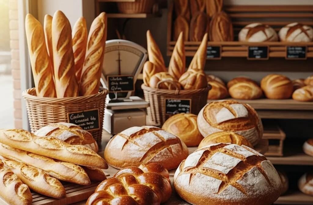 Artisan French bakery displaying a variety of freshly baked breads, highlighting the cultural significance of French bread