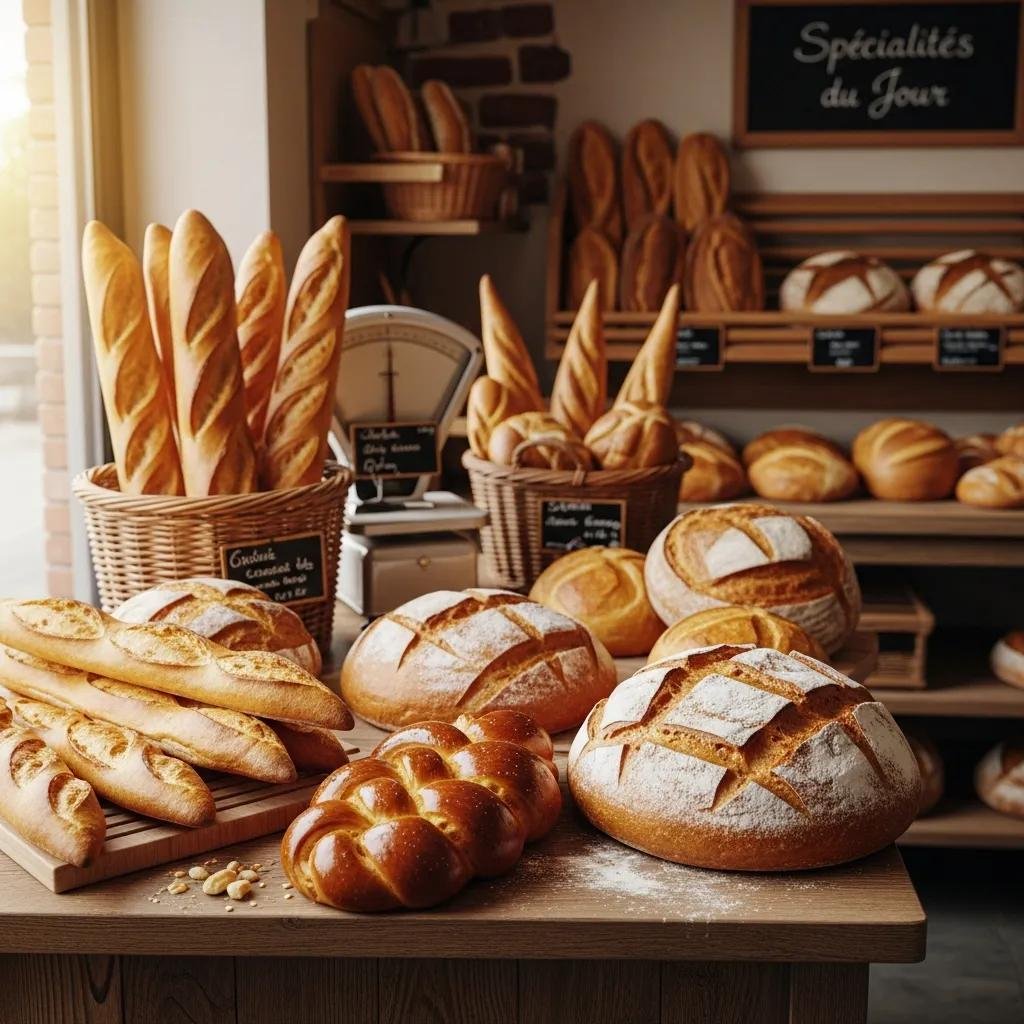 Artisan French bakery displaying a variety of freshly baked breads, highlighting the cultural significance of French bread