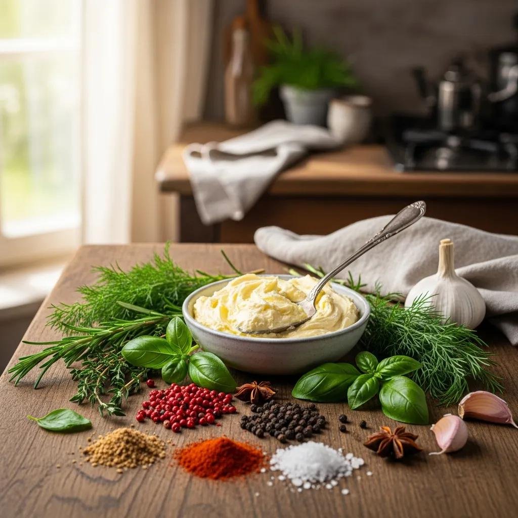 Artisanal cultured butter with herbs and spices highlighting flavor complexity