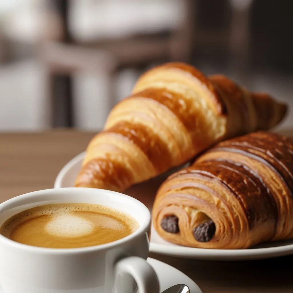 Espresso with croissants highlighting perfect coffee pairings for French pastries