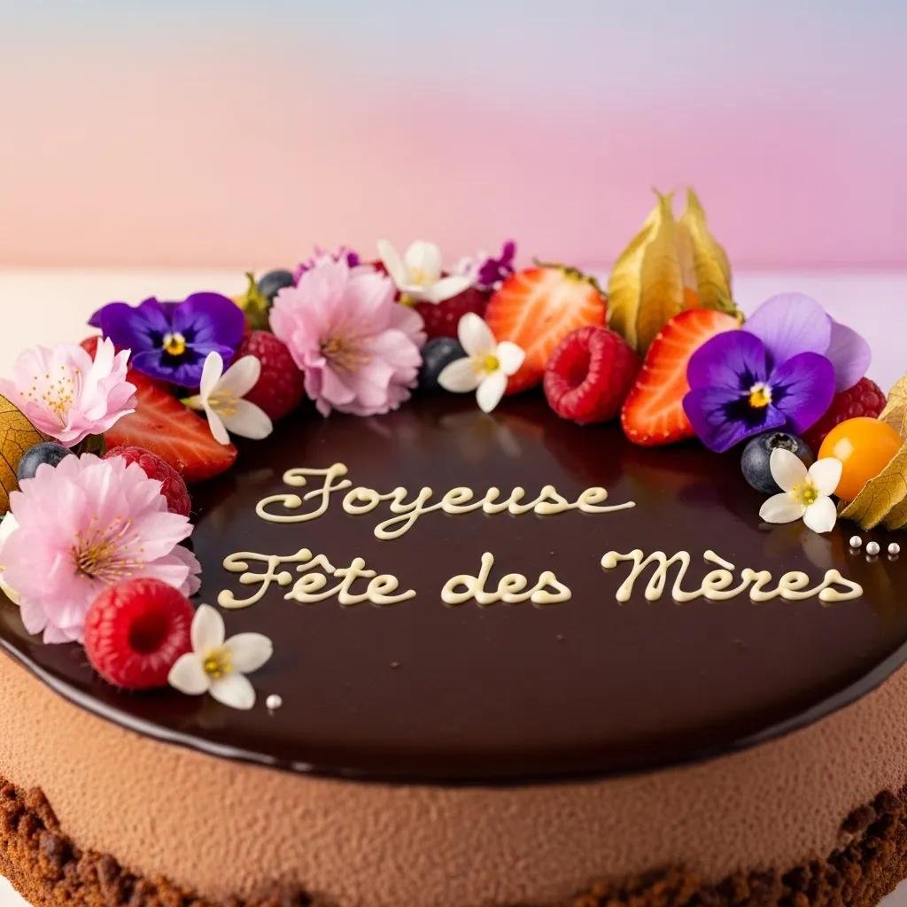 Gourmet French cake decorated for Mother's Day celebration