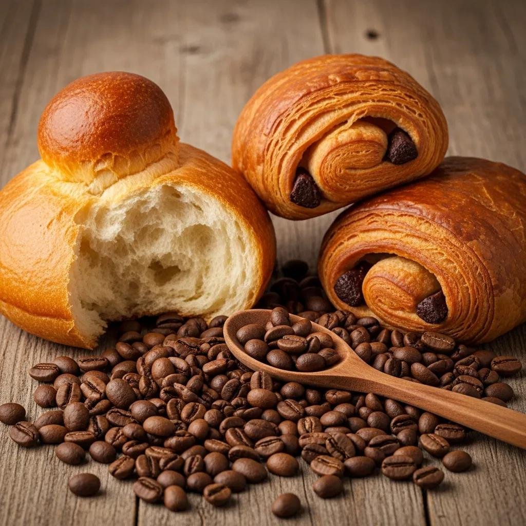 Artisan coffee beans and French pastries showcasing flavor pairings