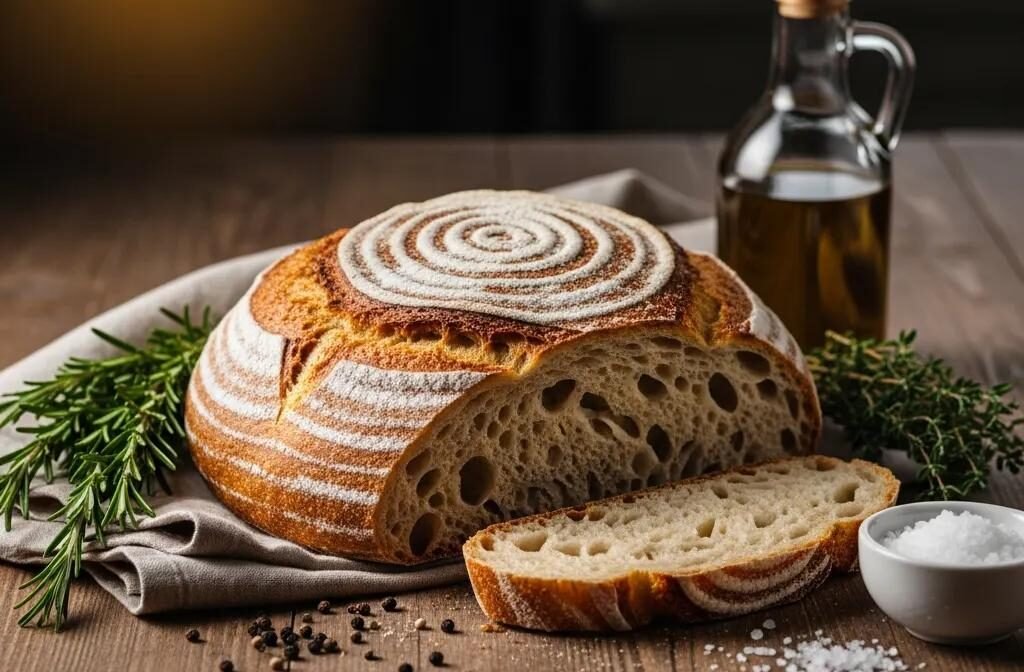 Artisan sourdough bread with fresh ingredients showcasing health benefits