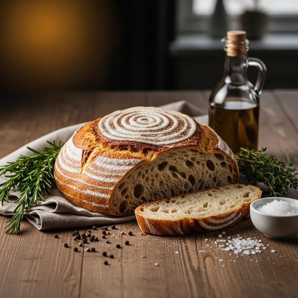 Artisan sourdough bread with fresh ingredients showcasing health benefits