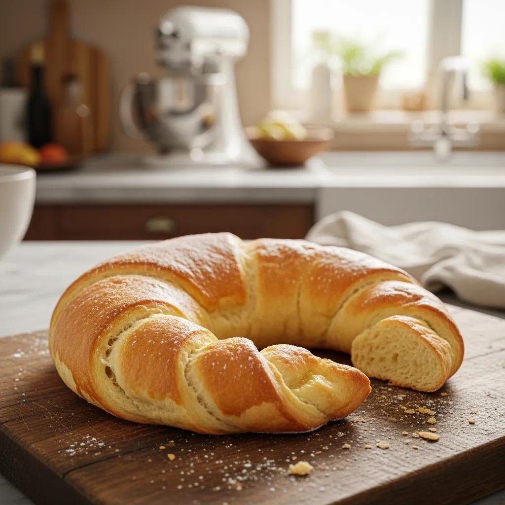 Traditional Austrian kipferl showcasing its crescent shape and buttery texture, highlighting its influence on the croissant