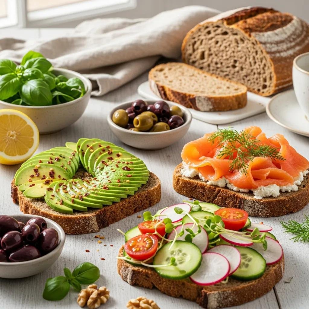 Traditional French rye bread served with healthy toppings, highlighting its nutritional benefits and versatility